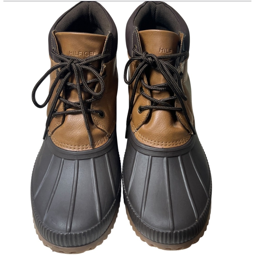 Tommy Hilfiger Duck Boots Mens Size 12 Brown Beige Lace Up Ankle Boots Casual
